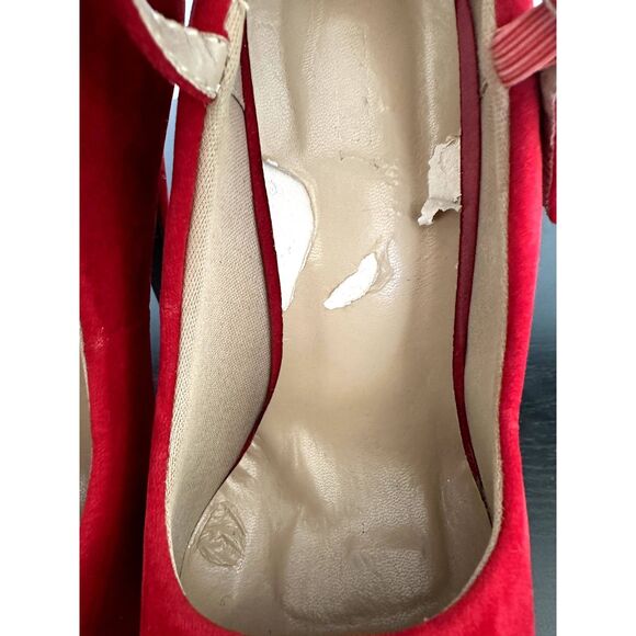 Delicacy Red Velvet High Heels Sexy Evening Platform Mary Jane Pumps size 8 - Picture 4 of 12